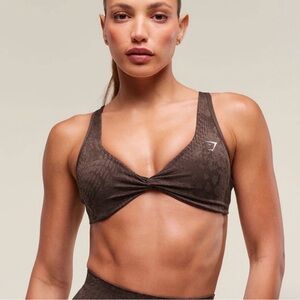 Gymshark SOLD OUT Adapt Animal X Whitney Twist Front Bra Brown Size Small